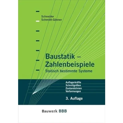 Abbildung von Baustatik Zahlenbeispiele: Statisch bestimmte Systeme Auflagerkräfte, Schnittgrößen, Zustandslinien, Verformungen Bauwerk Basis Bibliothek