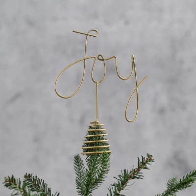 Abbildung von Ginger Ray Gold Metal Joy Decoration Weihnachtsbaumspitze Dekozubehör, 21cm (H) x 16.3cm (W)