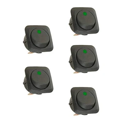Abbildung von Mintice™ 5 Stück 12V 25A KFZ Schalter EIN/AUS Wippenschalter LED Beleuchtet Grün 25mm