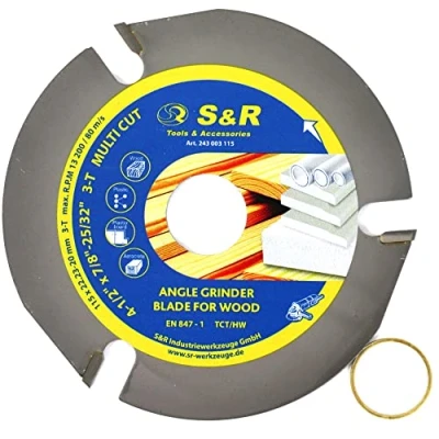 Abbildung von S&amp;R Trennscheibe für Holz 115 mm, Multi Material, Wolframkarbid Hartmetall Zähne, Ø (115 mm x 3.8 22,23/20 mit Reduzierring), Hartholz, Weichholz, Kunststoff, Gipskarton, Aerocrete