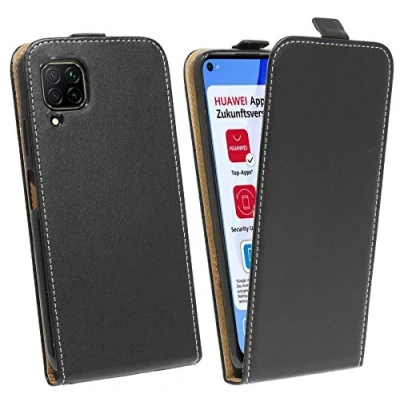Abbildung von cofi1453® Flip Case kompatibel mit Huawei P40 LITE Handy Tasche vertikal aufklappbar Schutzhülle Klapp Hülle Schwarz