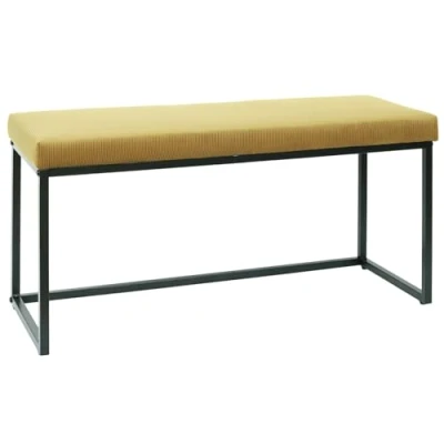 Abbildung von HOME DECO FACTORY HD6836 Sitzbank Giulia Gelb Samt Cotele, Metall Eisen, Textil Polyester Polsterung Polyurethan, senfgelb, 100.00 x 39.00 49.00 cm