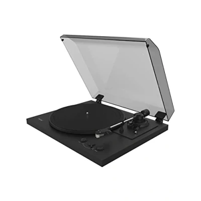 Abbildung von Teac TN 175 Vollautomatik HiFi Plattenspieler (Riemenantrieb, 33/45 U/min, integrierter Phono Vorverstärker, AT3600L MM System, High Density MDF Gehäuse) Schwarz
