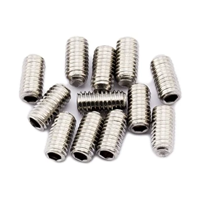 Abbildung von Musiclily Pro Metrisch M3X6mm Edelstahl Saitenreiter Höhe Schrauben für Import Strat Tele Style E Gitarre Brücke,Original Farbe (12er Set)