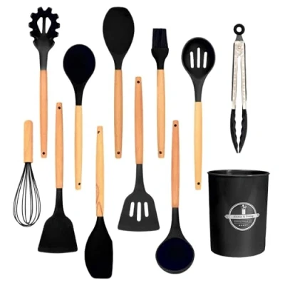 Abbildung von Intirilife Kochbesteck Set (Set, 12 tlg., Set), Küchenutensilien Zange Schneebesen Pfannenwender Schöpfkelle