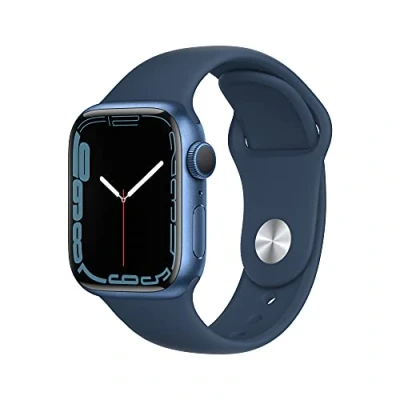 Abbildung von Apple Watch Series 7 (GPS, 41mm) Aluminiumgehäuse Blau Mit Abyss Sportarmband (Generalüberholt)