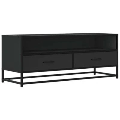 Abbildung von vidaXL TV Schrank, Lowboard für Fernseher, Fernsehtisch mit Stauraum, Fernsehschrank Wohnzimmer Schlafzimmer, Schwarz Holzwerkstoff Metall