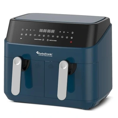Abbildung von TurboTronic by Z Line Heißluftfritteuse XXL Doppelkammer 2x 4,5 Liter, 50C 200C, Power, dual, Camping, 1600 W, Fritteuse ohne Fett, digitaler doppel Airfryer Fettfrei
