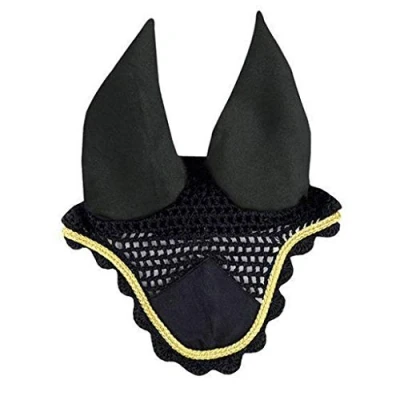 Abbildung von HKM Fliegenhaube Schwarz/gold Pony