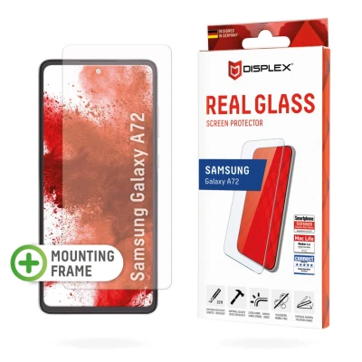 Abbildung von Samsung Galaxy A72 Panzerglas Displex Real Glass 2D Bildschirmschutzfolie für das