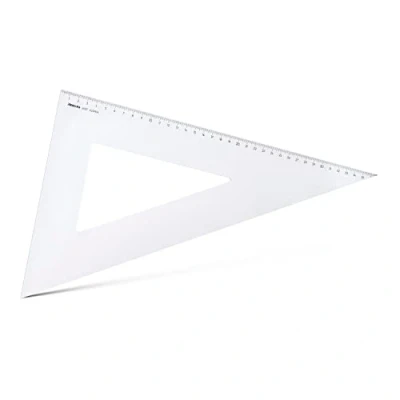 Abbildung von Aristo AR6037 Dreieck 60 (lange Kathete 368mm, Hypotenuse 425mm, abriebfeste Tiefprägung der Teilung, Plexiglas) transparent