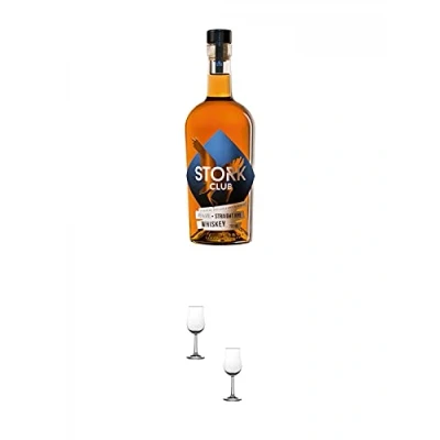 Abbildung von Stork Club STRAIGHT RYE 45% Whisky Deutschland 0,70 Liter + Nosing Gläser Kelchglas Bugatti mit Eichstrich 2cl und 4cl 2 Stück