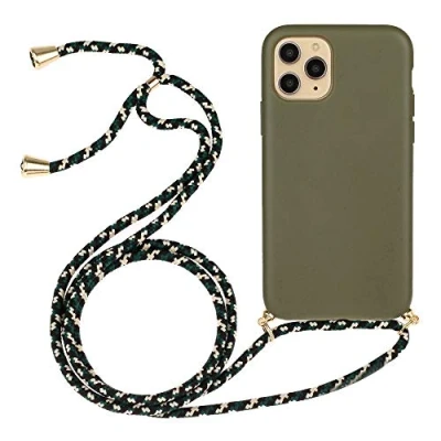 Abbildung von CoverKingz Handykette kompatibel mit iPhone 11 Pro Handyhülle Case Band Kordel Silikonhülle Cover Handy Hülle zum Umhängen Oliv Grün