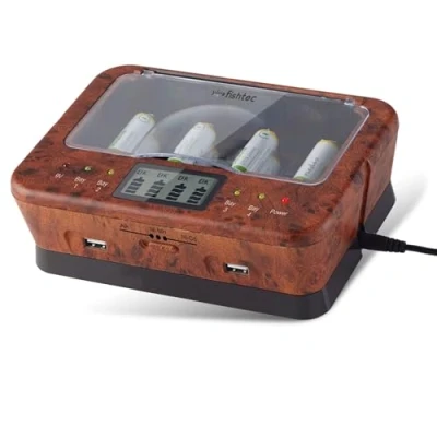 Abbildung von Universal Ladegerät AA/LR6, AAA/LR3, C/LR14, D/LR20, 9 V, NiCd und NiMh + Alkaline LCD Display (B093Q32DSV)