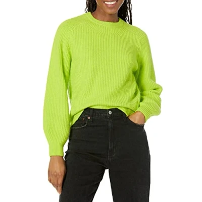 Abbildung von Amazon Essentials Damen Rippstrick Pullover mit Rundhalsausschnitt, Lindgrün, S