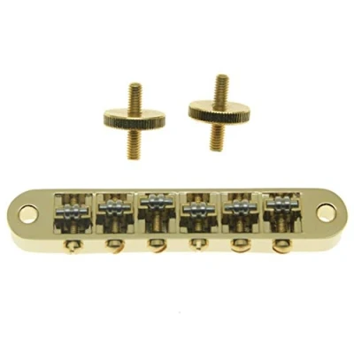 Abbildung von KAISH Gold Gitarrenrollensattel Steg Tune O Matic für Gibson Les Paul, SG, ES Dot, Gretsch Bigsby Gitarre mit M4 Gewindepfosten