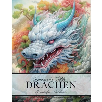 Abbildung von Japanische Tattoo Drachen Graustufen Mabuch für Erwachsene und Jugendliche: Greyscale Coloring Book