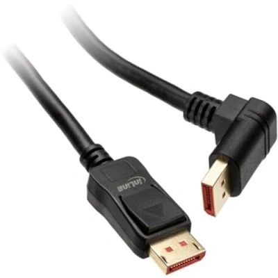Abbildung von InLine® DisplayPort 1.4 Kabel, 8K4K, nach unten gewinkelt, schwarz/gold, 3m