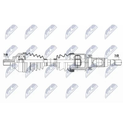 Abbildung von NTY NPW FR 082 Antriebswelle Vorderachse rechts 986, 527 VOLVO: C30, V50, S40 II, FORD: Focus 2 Schrägheck