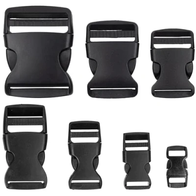 Abbildung von Steckschnallen für 15 mm breite Gurtbänder, 4 Stück, in Schwarz, aus Hartplastik, Klickverschluss, Ersatz Steckverschluss, Schnalle Reparatur, Rucksack Gurtschnalle, Steckschließe Gurt