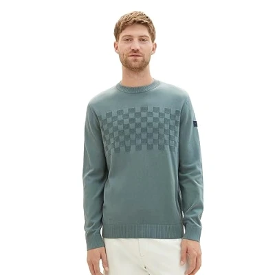 Abbildung von TOM TAILOR Herren 1038671 Crew neck Strick Pullover im Struktur Mix, 19643 green dust, XXL