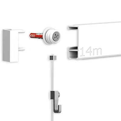 Abbildung von hang it 14 Meter Bilderschienen Galerieschienen Komplett Set in weiß