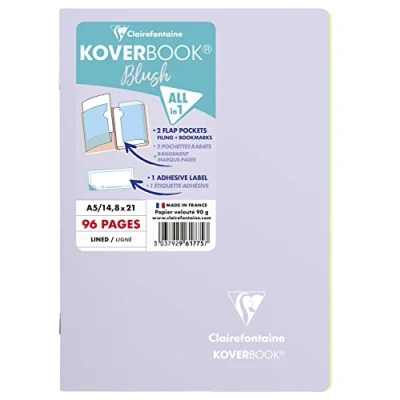Abbildung von Clairefontaine 961775C Heft Koverbook Blush, DIN A5, 14,8 x 21cm, 48 Blatt, liniert, Umschlag blickdicht, 1 Stück, Lila / Grün