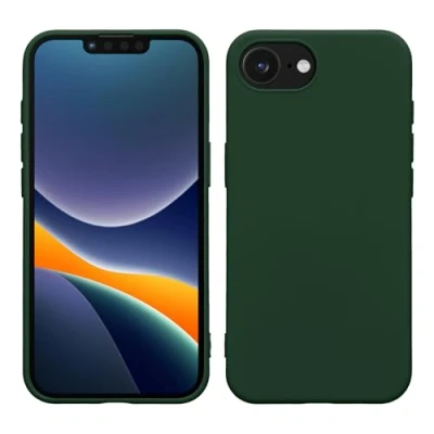Abbildung von kwmobile Hülle kompatibel mit Apple iPhone SE 2025 / 4 4. Generation gummierte TPU Silikon Handyhülle Schutzhülle für kabelloses Laden Case in Dunkelgrün