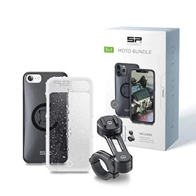 Abbildung von SP Connect Handyhalterung Motorrad Wasserdichter Handyhalter für Bike Moped Roller Zubehör alle Smartphone Handys wie iPhone Samsung Gadget Halterung Navi Phone Holder…