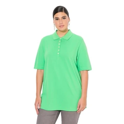 Abbildung von Ulla Popken Manches Courtes Poloshirt, Damen, Größe: 42/44, Mint green