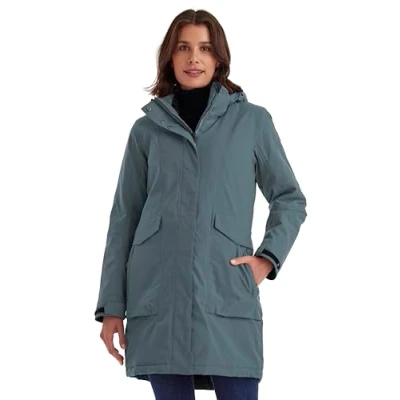Abbildung von killtec Damen Parka/Mantel wasserdicht mit abzippbarer Kapuze Funktionsparka, blaugrau, 42, 43284 000