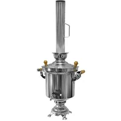 Abbildung von LeGro Profi Samowar Edelstahl Holzkohle 5Liter mit Schornstein + Optional Teekanne