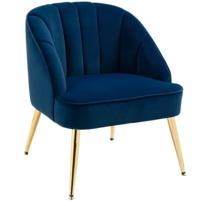 Abbildung von Ohrensessel Loungesessel Polstersessel mit Samtoptik Relaxsessel Blau