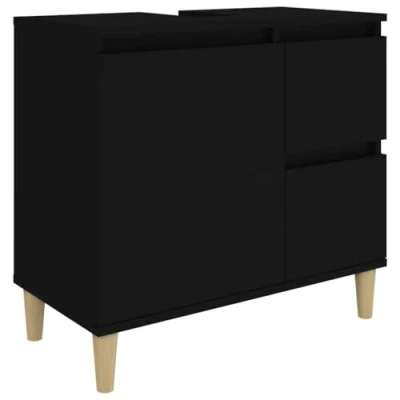 Abbildung von vidaXL Badezimmer Set Badschrank Schwarz 65x33x60 cm Holzwerkstoff, (1 St)