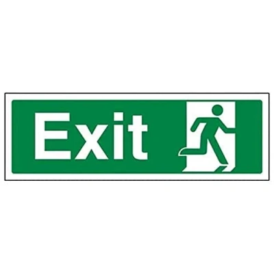 Abbildung von vsafety 21009 ax r Sicherer Zustand Exit Schild, Final Man rechts, Landschaft, 1 mm starrer Kunststoff, 300 x 100 mm, grün