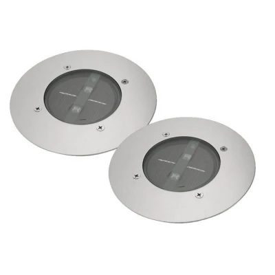 Abbildung von smartwares LED Gartenstrahler, Tageslichtsensor, fest integriert, Neutralweiß, 2er Set Solar leuchte Boden Einbaustrahler Außen, Bodenstrahler Ø 14cm