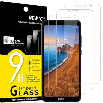 Abbildung von NEW&#039;C 3 Stück, Panzer Schutz Glas für Xiaomi Redmi 7A, Frei von Kratzern, 9H Härte, HD Displayschutzfolie, 0.33mm Ultra klar, Ultrabeständig