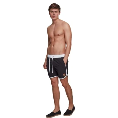 Abbildung von Urban Classics Retro Badeshorts, Herren, Größe: Medium, Black/white