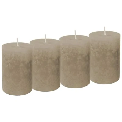 Abbildung von Unbekannt 4 Stumpenkerzen Kerzen Braun Taupe Adventskranz Weihnachten Tischdeko Deko Hochzeit Kommunion Konfirmation