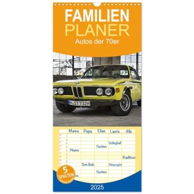Abbildung von Familienplaner 2025 Autos der 70er mit 5 Spalten (Wandkalender, 21 cm x 45 cm), CALVENDO