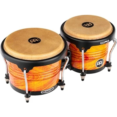 Abbildung von Meinl Percussion Bongos Marathon Designer 2 Handtrommeln mit 6,75 und 8 Zoll inkl. Stimmschlüssel Siam Eiche, Amber Flame (FWB190AF)