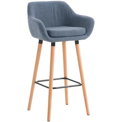 Abbildung von CLP Barhocker Grant I Thekenhocker Mit Stoff Bezug Gestell Aus Buchenholz, Farbe:blau