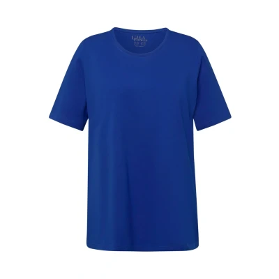Abbildung von Ulla Popken Rundhalsausschnitt Halbarm Tshirt basic Classic blue, Damen, Größe: 54/56, blue