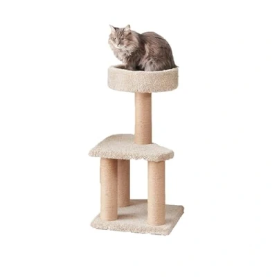 Abbildung von Amazon Basics Kratzbaum mit Kratzstämmen für den Innenbereich, mittelgroß, 40 x 80 cm (L B H), Beige