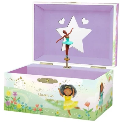 Abbildung von Giggle &amp; Honey Musikalisches Schmuckkästchen für Kinder Kinderspieluhr mit drehendem Ballerina, Schwarze Ballerina Geburtstagsgeschenke kleine Mädchen, 15,2 x 11,8 8,9 cm Alter 310