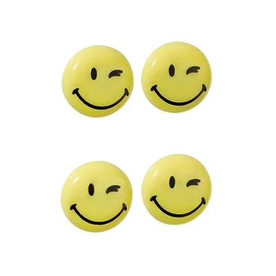 Abbildung von FRANKEN Happy Magnets, Magnete mit Smiley rund, 4 Stück, Hochwertige Haftmagnete für Büro und Haushalt, ideal Whiteboards, Kühlschrank, Plantafeln oder Schaukästen, 40 mm, Gelb, HM40S/4