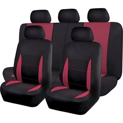 Abbildung von Flying Banner Sitzbezüge Auto Universal Set (Vollständige Reihe, Burgund und Schwarz)