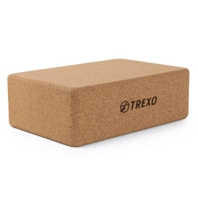 Abbildung von TREXO Natural Cork Yoga Cube mit Stable Pilates Practice Support Meditation Organic Block YB 75