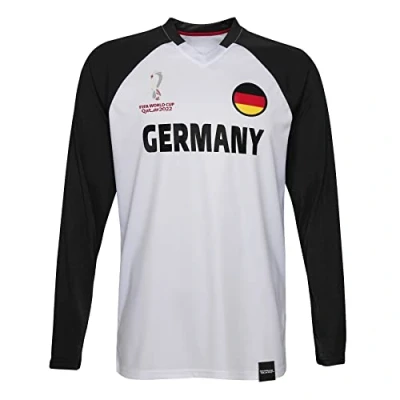 Abbildung von FIFA Herren Offizielle Wm 2022 Classic Long Sleeve Deutschland T Shirt, Weiß/Schwarz, M