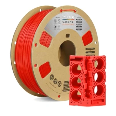 Abbildung von OVERTURE Super PLA+ Filament 1.75mm, 1kg Spule (2.2lbs), Maßgenauigkeit +/ 0.03 mm, für 3D Drucker (Rot)